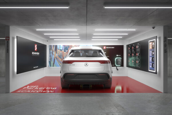 Scanview 3d visualisering med bil rødt gulv